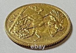 1910 Gold Great Britain Edward Vii. 917 Fine Gold 1/2 Sovereign Coin