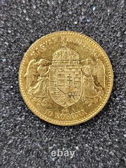 1910 Hungary Hungarian 10 Korona Gold. 900 Fine ASW 0.09802 oz Coin