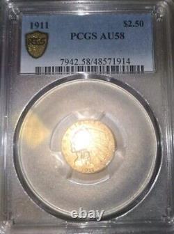 1911 $2.50 PCGS AU58 Gold Indian