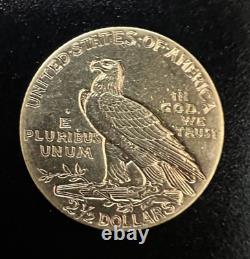 1911-p Gold Us $2.5 Indian Head Quarter Eagle Coin Fine Condition