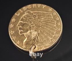 1912 2 1/2 DOLLAR INDIAN HEAD GOLD COIN DRILLED Pendant Charm