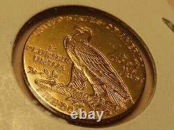 1912 $5 Indian head GOLD U. S. Coin Five Dollars fine half eagle