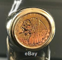 1912 Liberty Eagle 2 1/2 Dollar Coin 14k Gold Man's Ring Size 10.5