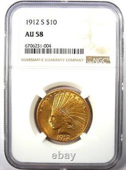 1912-S Indian Gold Eagle $10 Coin Certified NGC AU58 Rare San Francisco Coin