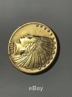 1912-p $10 Us Gold Indian Eagle Coin Very Fine Details Ships Free G$10