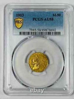 1913 P Gold Quarter Eagles $2 1/2 Indian Head PCGS AU-58