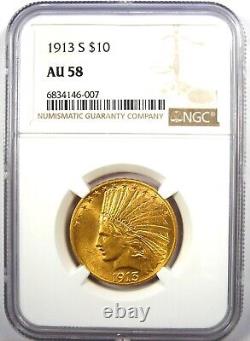 1913-S Indian Gold Eagle $10 Coin Certified NGC AU58 Rare San Francisco Coin