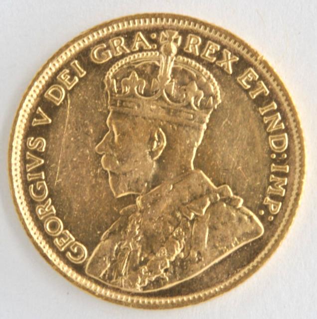 1914 Canada $5 Dollars Ruler George V. 900 Fine Gold Coin Bullion Km# 26