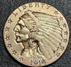 1914-D $2.50 Indian Head Quarter Eagle Gold XF Details Better Date