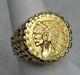 1914 Gold 22k $2 1/2 Indian Head $2.5 Coin In 14kt Mens Pinky Ring Size 7
