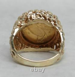 1914 GOLD 22K $2 1/2 INDIAN HEAD $2.5 COIN IN 14KT MENs PINKY RING SIZE 7