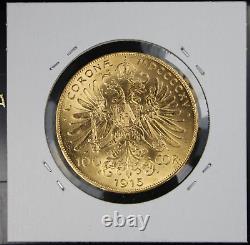 1915 100 Corona Gold Austrian/Hungarian Coin. 9802 oz Fine Gold Restrike