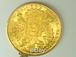 1915 AUSTRIAN 4 DUCAT GOLD COIN (. 4438 TROY OUNCE) SET IN 14K BEZEL 17.5gm