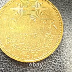 1915 B Switzerland Confederation Helvetia 10 Francs. 900 Fine Gold Coin KM# 36 1915 B Switzerland Confederation Helvetia 10 Francs. 900 Fine Gold Coin KM# 36
