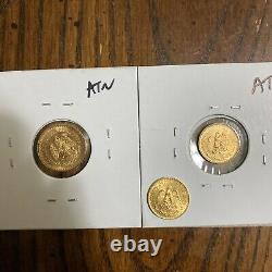 1920 1945 2 / 2.5 pesos mexico gold (3) coin Lot. 900 Fine Gold
