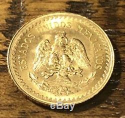 1945 2 1/2 Pesos 22k Fine Mexican Gold Coin Dos Y Medio Pesos W 14k Gf Bezel