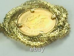 1945 2.5 Peso Mexico gold coin on 10k custom made fancy link bezel. 6.8gm