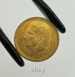 1945 2.5 Pesos Mexican Gold Bullion Coin 2 1/2 Mexico Round. 900 Fine Pure