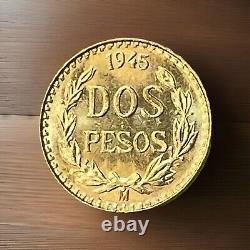 1945 Dos (2) Pesos. 900 Gold Coin Bu #1