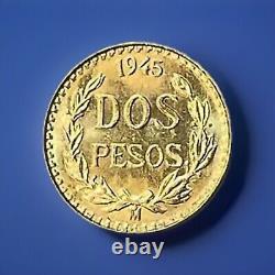 1945 Dos (2) Pesos. 900 Gold Coin Bu #1