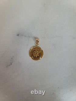 1945 Dos Pesos Gold Coin Pendant with Polished Bezel 2 Pesos Fine Gold
