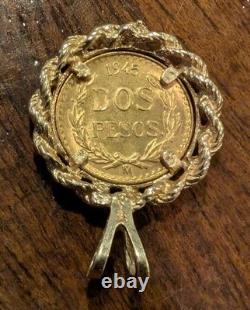 1945 Dos Pesos Gold Coin with 14K Gold Bezel 1945 Dos Pesos Gold Coin with 14K Gold Bezel