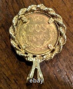 1945 Dos Pesos Gold Coin with 14K Gold Bezel 1945 Dos Pesos Gold Coin with 14K Gold Bezel