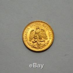 1945 MS / UNC. 900 Fine Gold Coin, $2 MEXICO DOS PESOS GOLD COIN, 1.66 g