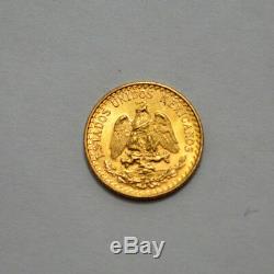 1945 MS / UNC. 900 Fine Gold Coin, $2 MEXICO DOS PESOS GOLD COIN, 1.66 g