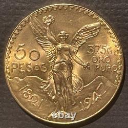 1947 MEXICO 50 PESOS GOLD COIN 1.2056 TROY OUNCES 0.90 Fine CHOICE GEM BU 08318