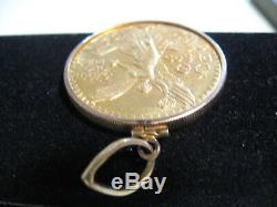 1947 Mexico 50 Peso Gold Coin withneckless bezel 37.5 Grams Fine Gold
