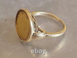 1950s Caciques De Venezuela NAIGUATA Gold Coin In 14K Yellow Gold Ring Size 5