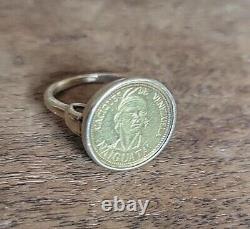 1950s Caciques De Venezuela NAIGUATA Gold Coin In 14K Yellow Gold Ring Size 5