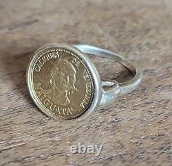 1950s Caciques De Venezuela NAIGUATA Gold Coin In 14K Yellow Gold Ring Size 5