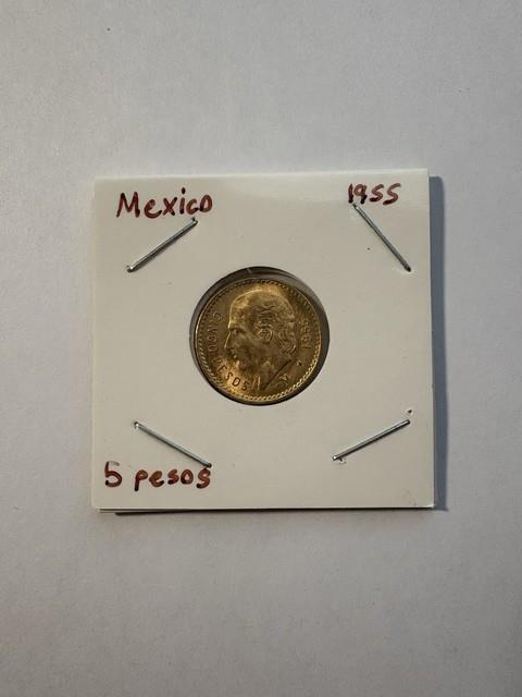 1955 5 Pesos Gold Coin Au Incredible Condition Send Offer