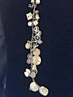 1960's 14k Y/Gold Zodiac Enamel Hearts Gems Coins Dice Pearl 23 Charms Bracelet