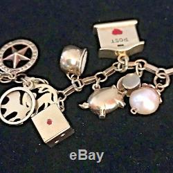 1960's 14k Y/Gold Zodiac Enamel Hearts Gems Coins Dice Pearl 23 Charms Bracelet