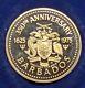 1975 Barbados 100 Dollars Proof Gold Coin 350th Anniversary. 500 Fine