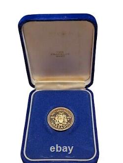 1975 Barbados 100 Dollars PROOF Gold Coin 350th ANNIVERSARY. 500 Fine