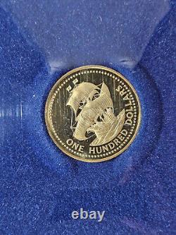 1975 Barbados $100 Proof Gold Coin 6.21g. 500 Fine, 1/10 oz AGW Franklin Mint