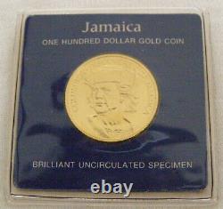 1975 Jamaica 100 Dollar Gold Bullion Coin-columbus, Discoverer. 900fine Gold(22k)