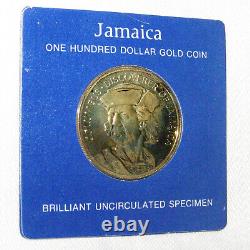1975 Jamaica 100 Dollar Gold Bullion Coin-columbus, Discoverer. 900fine Gold(22k)