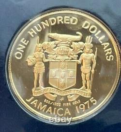 1975 Jamaica $100 Proof Gold Coin 7.83g 0.900 Fine Christopher Columbus