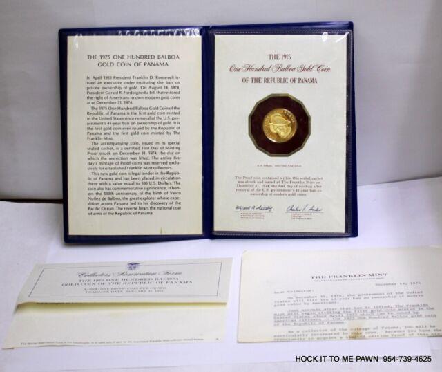 1975 One Hundred Balboa Gold Coin Of The Republic Of Panama 8.16 Grams Fine Gold
