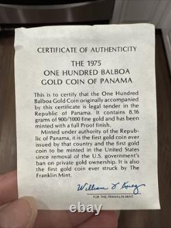 1975 One Hundred Balboa Gold Coin Of The Republic Of Panama 8.16 Grams Fine Gold 1975 One Hundred Balboa Gold Coin Of The Republic Of Panama 8.16 Grams Fine Gold