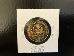 1976 Guyana One Hundred Dollar Gold Proof Coin. 500 fine 5.74 grams gold
