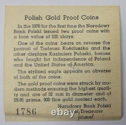 1976 POLAND 500 Zlotych. 900 Fine Proof Gold Coin 2318 Mintage AGW. 8681 Box/COA