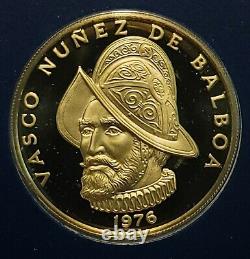 1976 Panama GOLD 100 Balboa Proof Coin. 900 Fine, Franklin Mint, Orig Cache