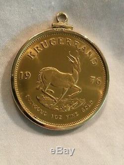 1976 South Africa Gold Krugerrand, 1 oz Fine Gold, Removable Gold Bezel