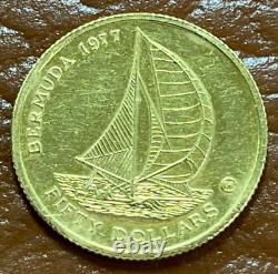 1977 Bermuda $50 Dollars Gold Coin by Valcambi 4g. 900 Fine, Only 3,950 Minted